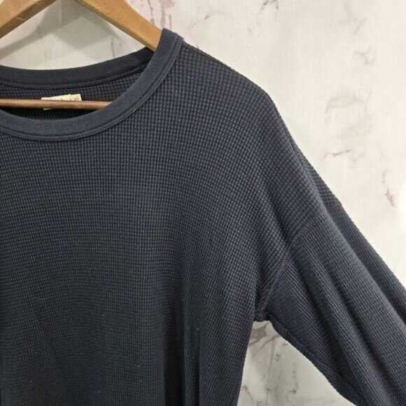 Faherty Shirt Womens Medium Black Thermal Waffle Long John Pima Cotton - Picture 9 of 10